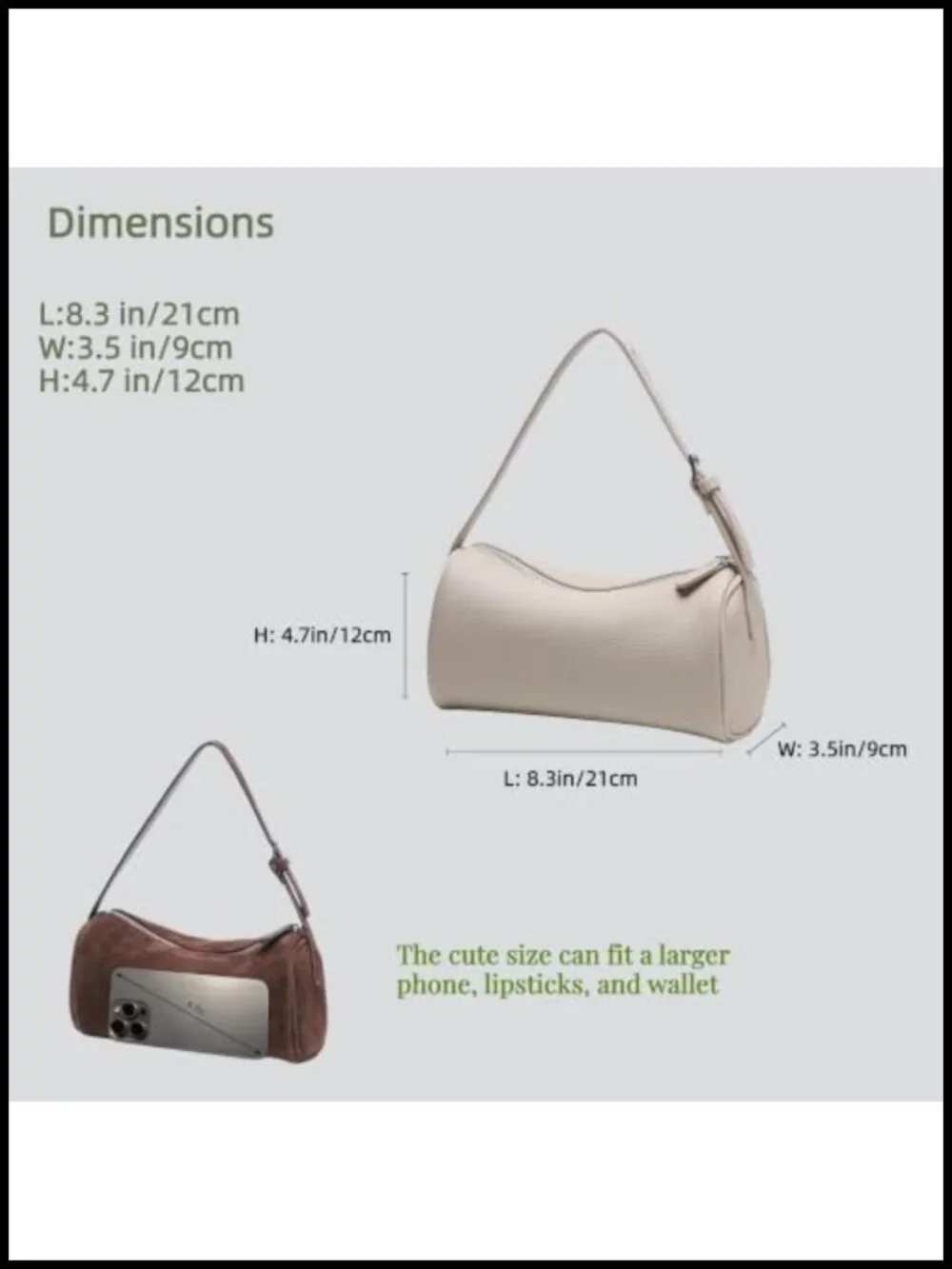 Genuine Leather Small Barrel Bag Hobo Handbag Crossbody